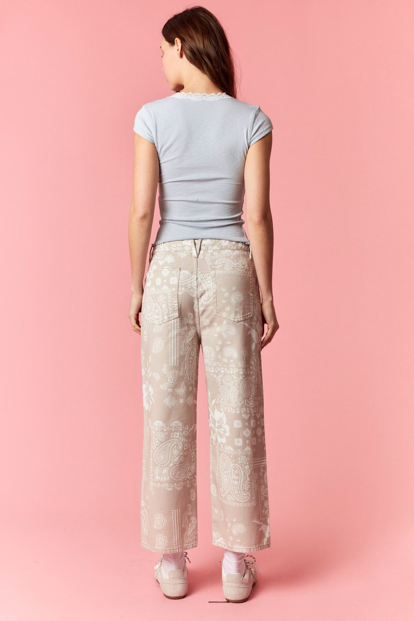 Hibiscus Paisley Cropped Denim