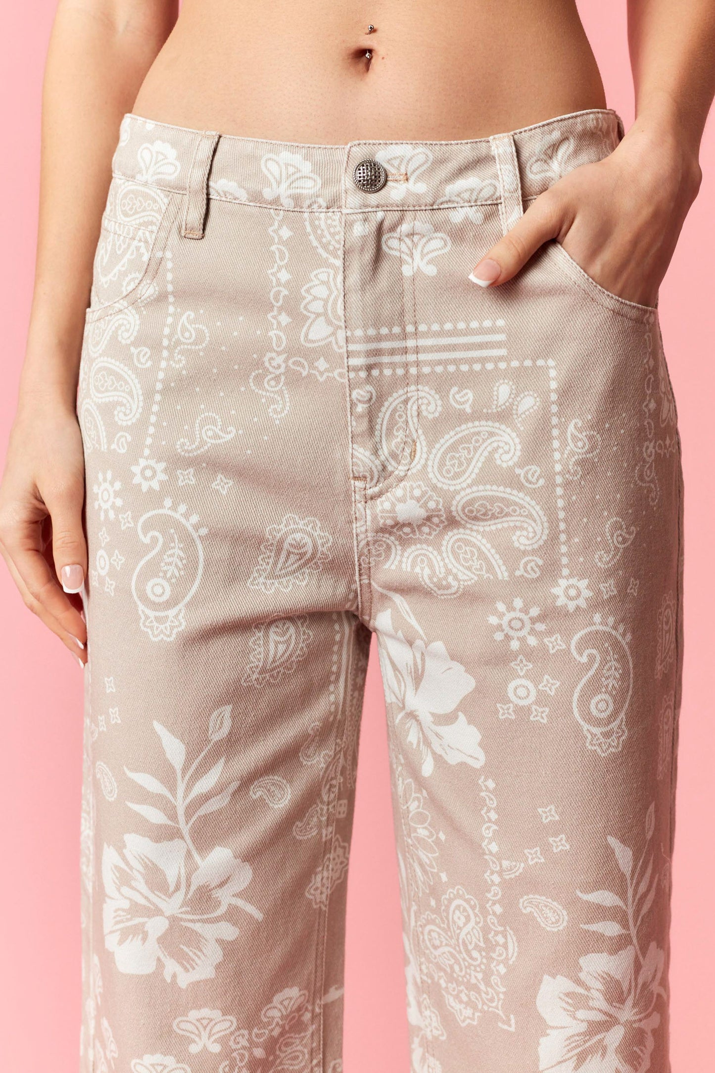 Hibiscus Paisley Cropped Denim