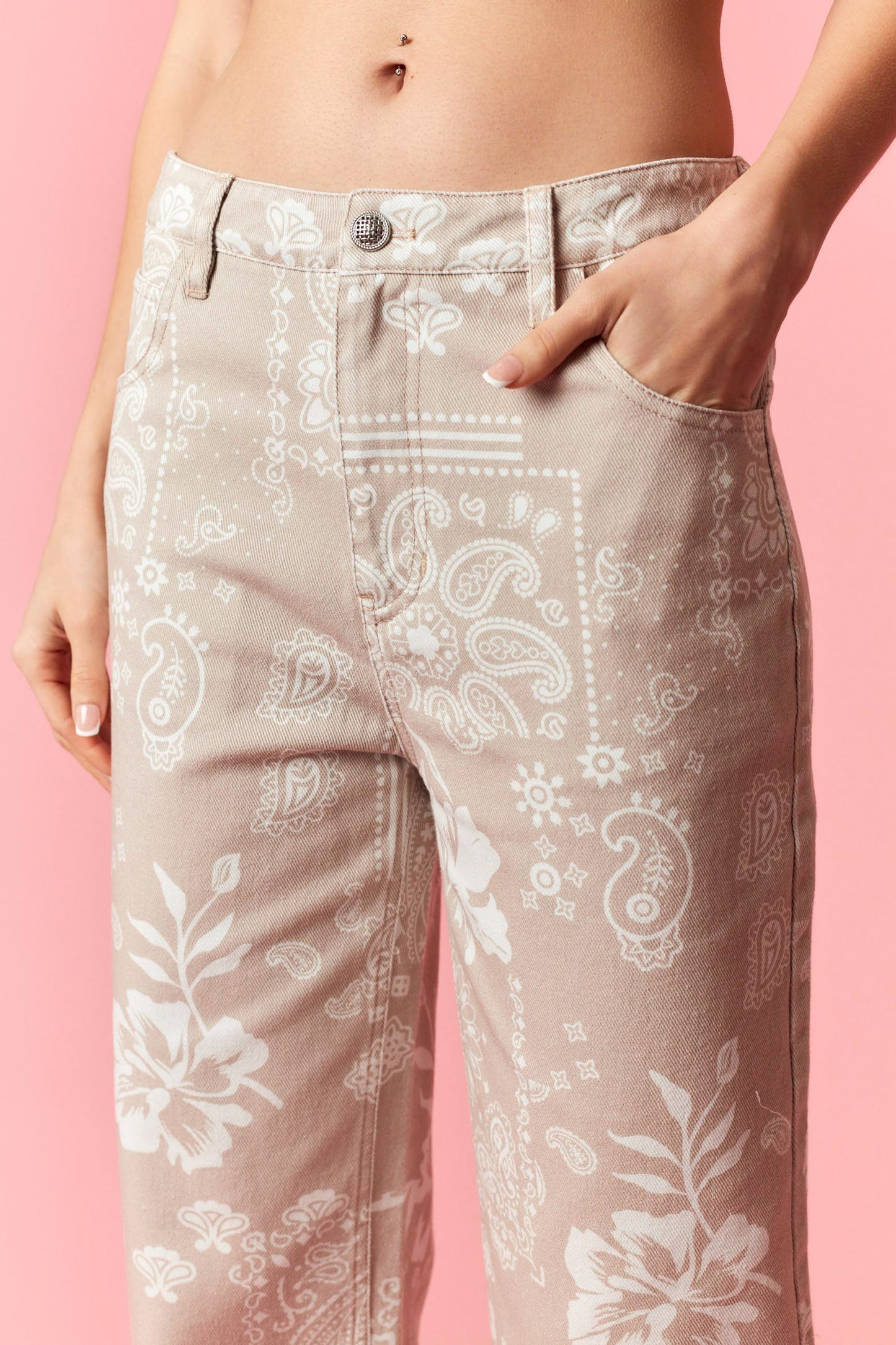 Hibiscus Paisley Cropped Denim