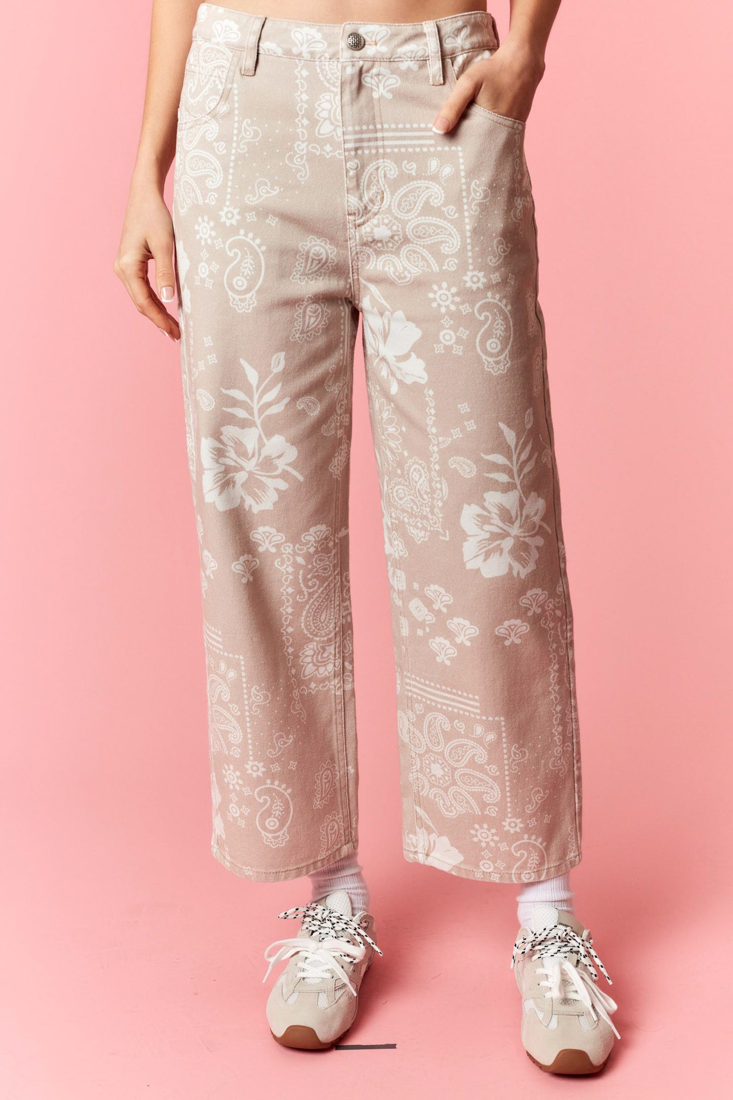 Hibiscus Paisley Cropped Denim