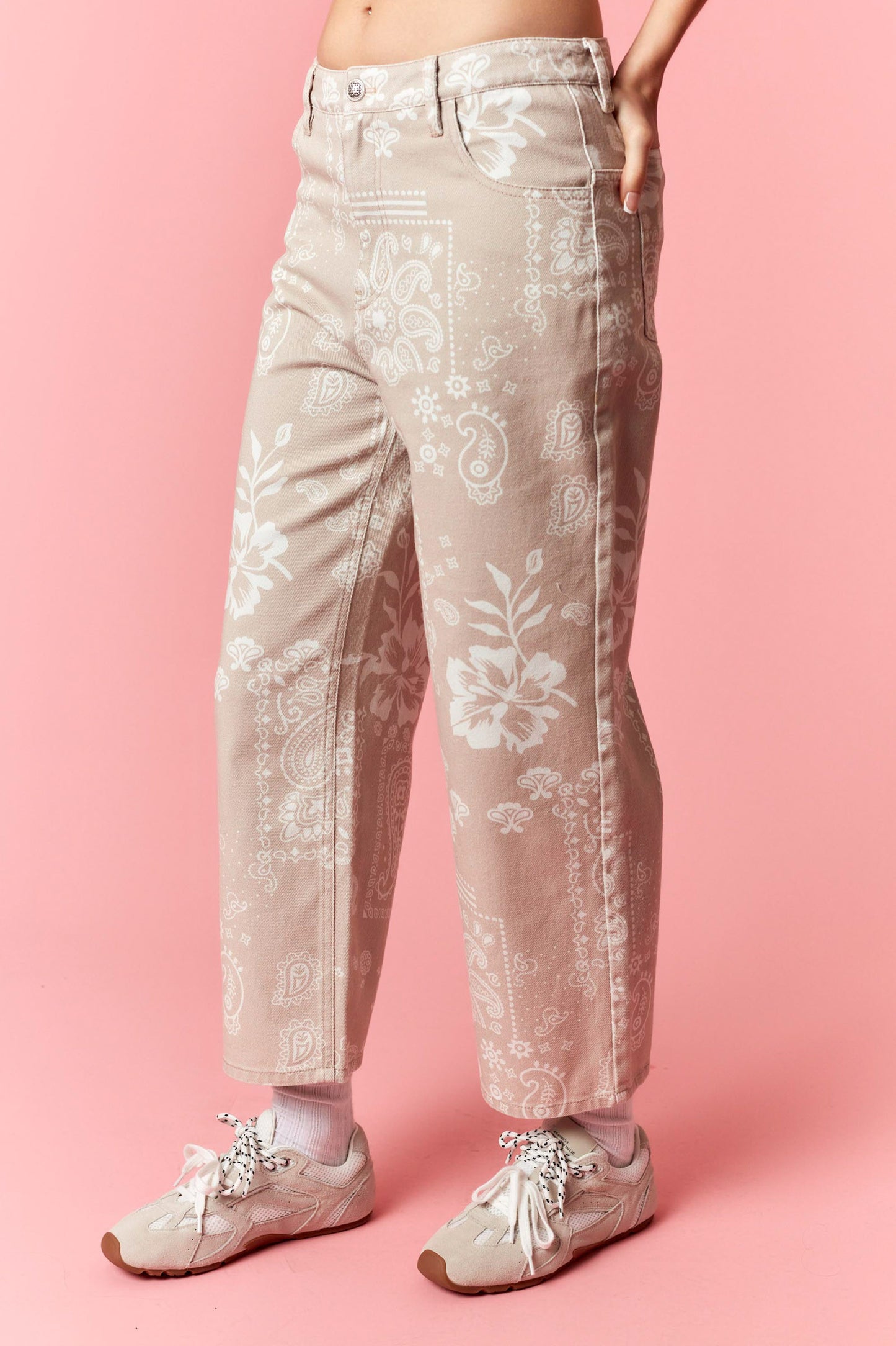 Hibiscus Paisley Cropped Denim
