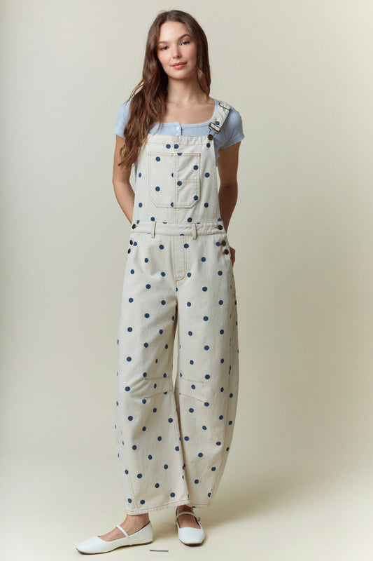 Polka Dot Barrel Overall Jumpsuit
