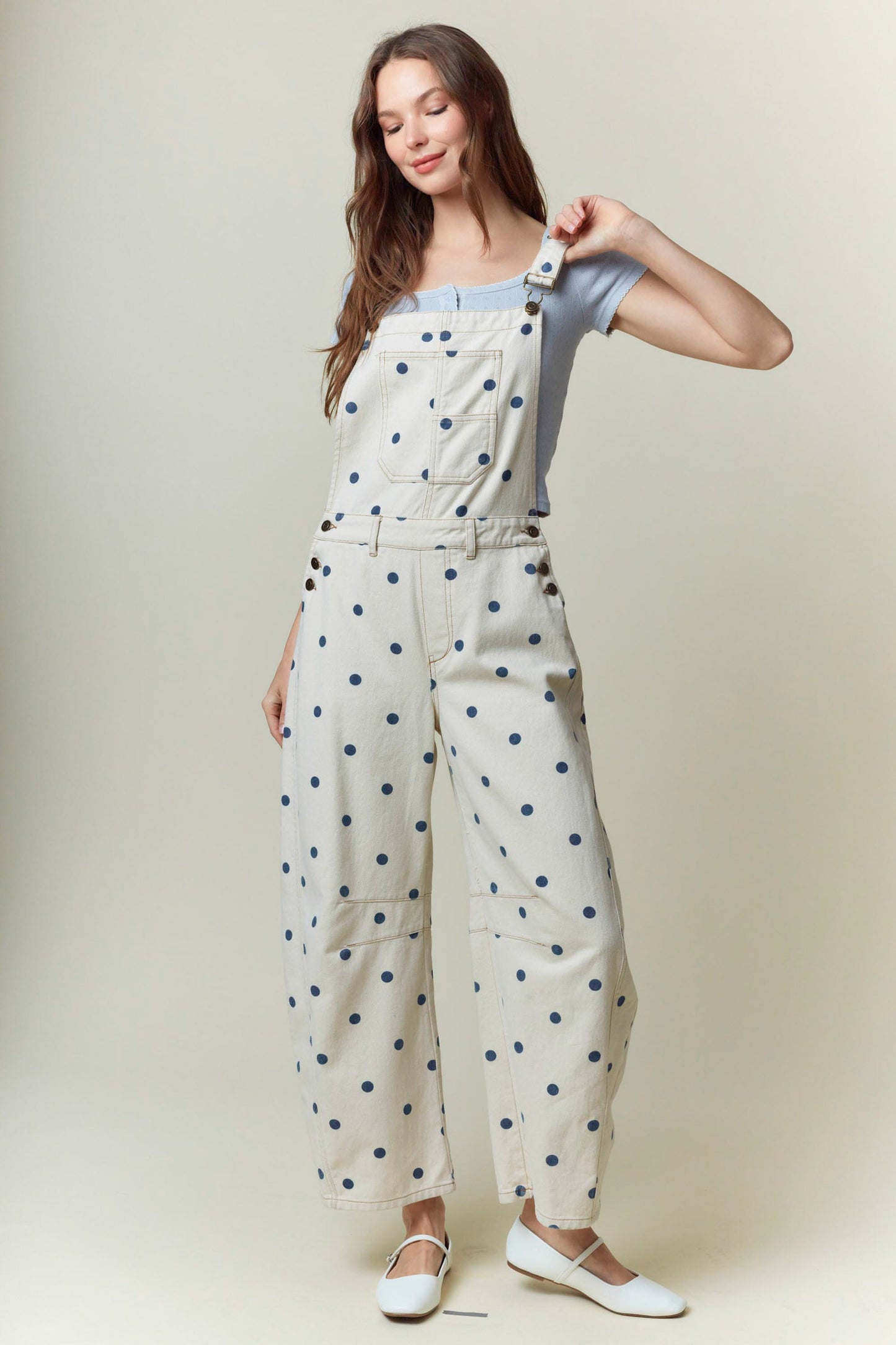 Polka Dot Barrel Overall Jumpsuit