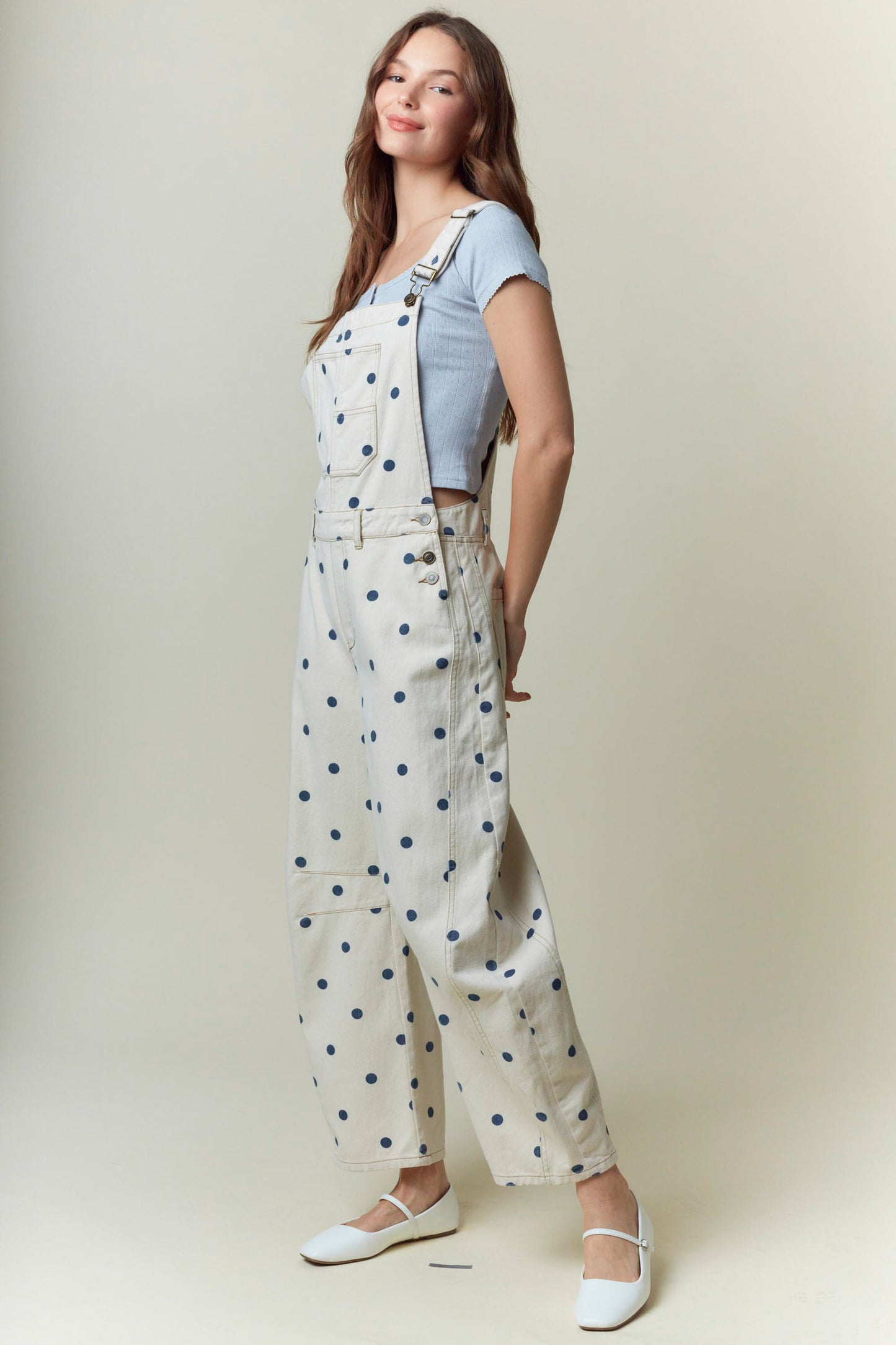 Polka Dot Barrel Overall Jumpsuit