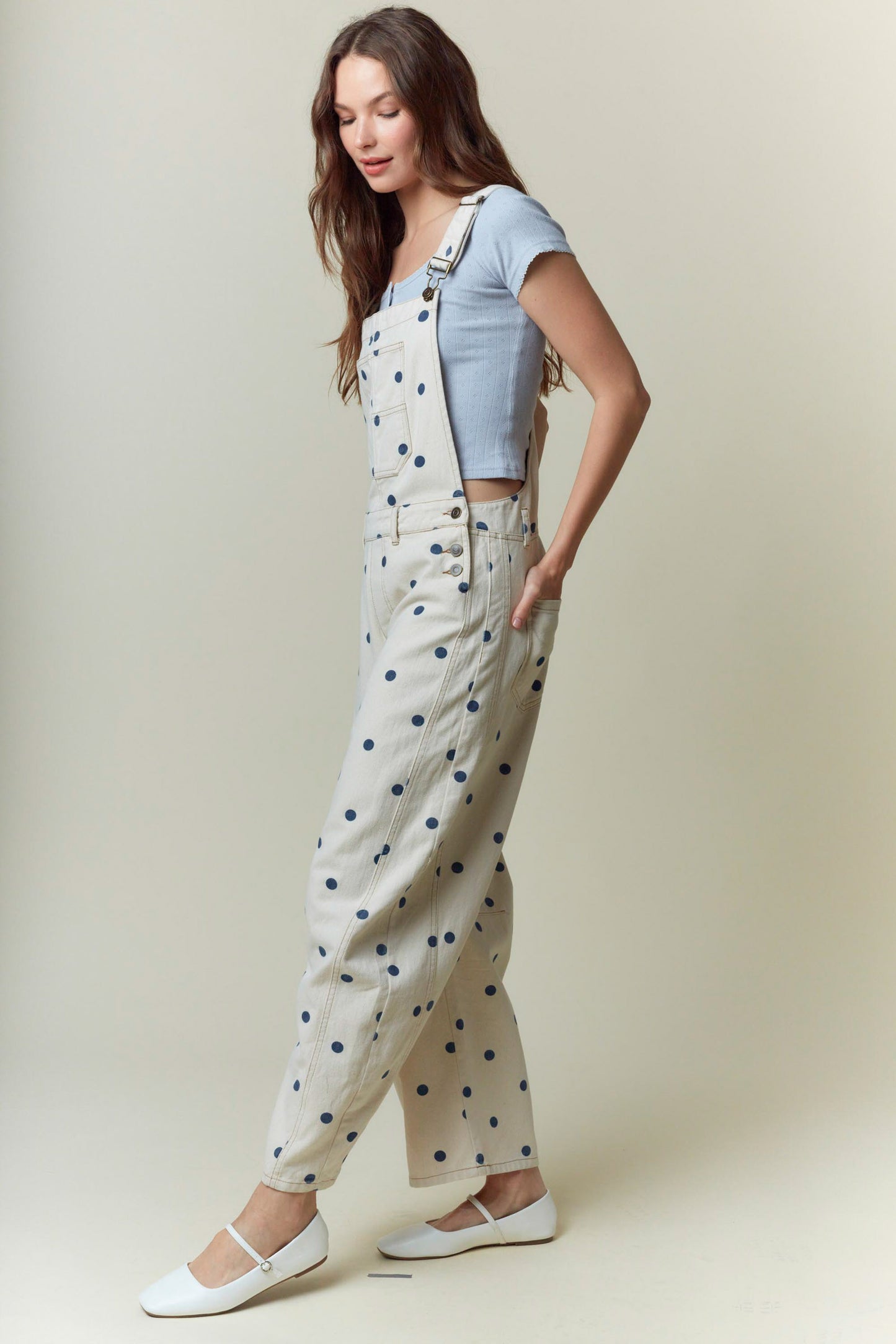 Polka Dot Barrel Overall Jumpsuit