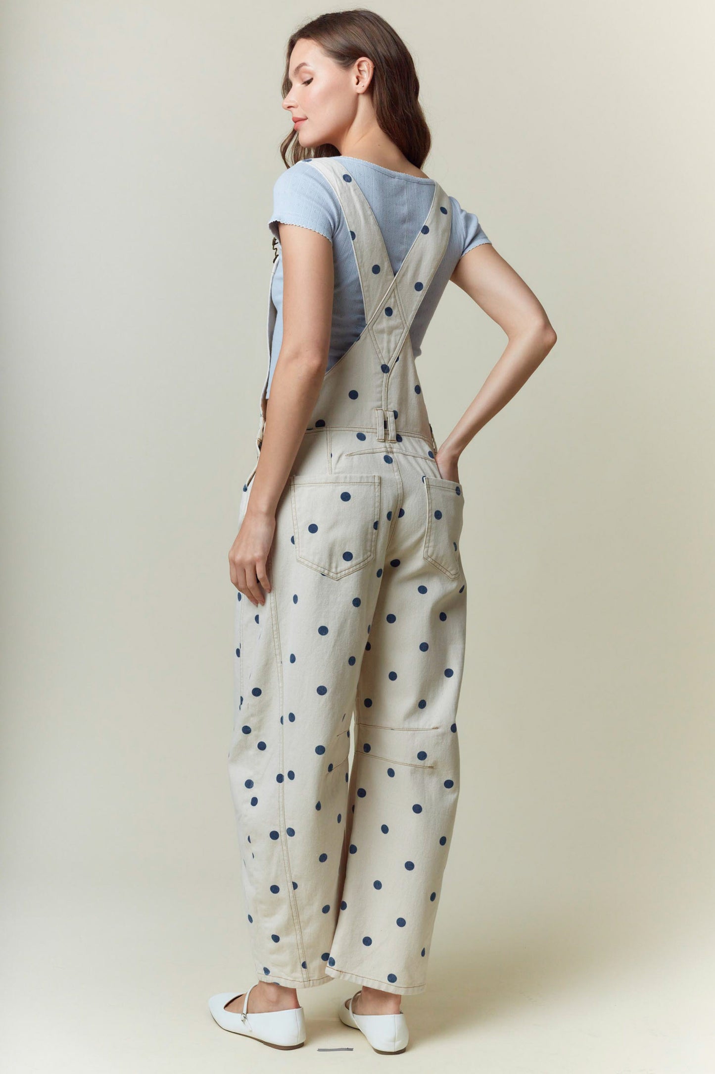 Polka Dot Barrel Overall Jumpsuit
