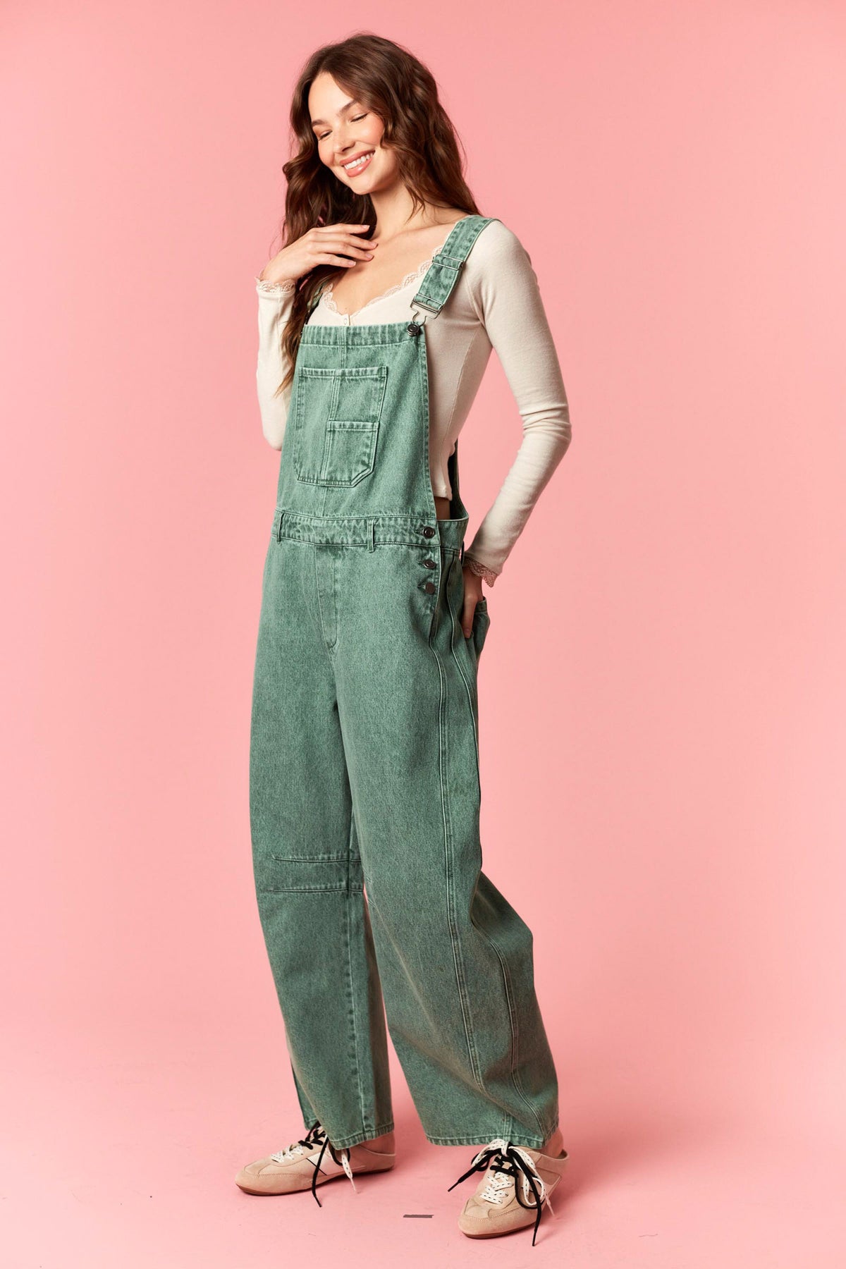 Effortless Barrel Overall - Forest Green