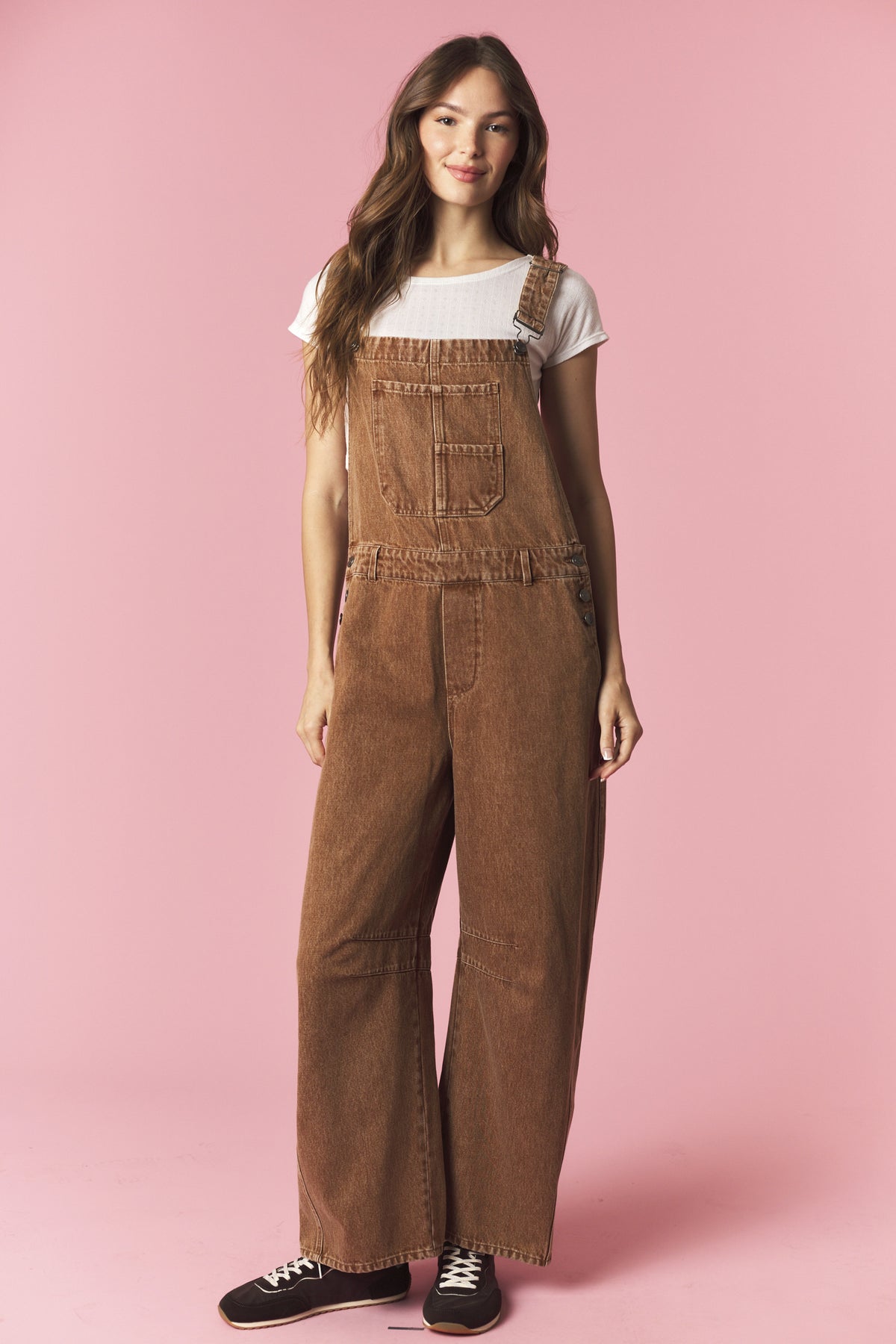 Effortless Barrel Overall - Chestnut