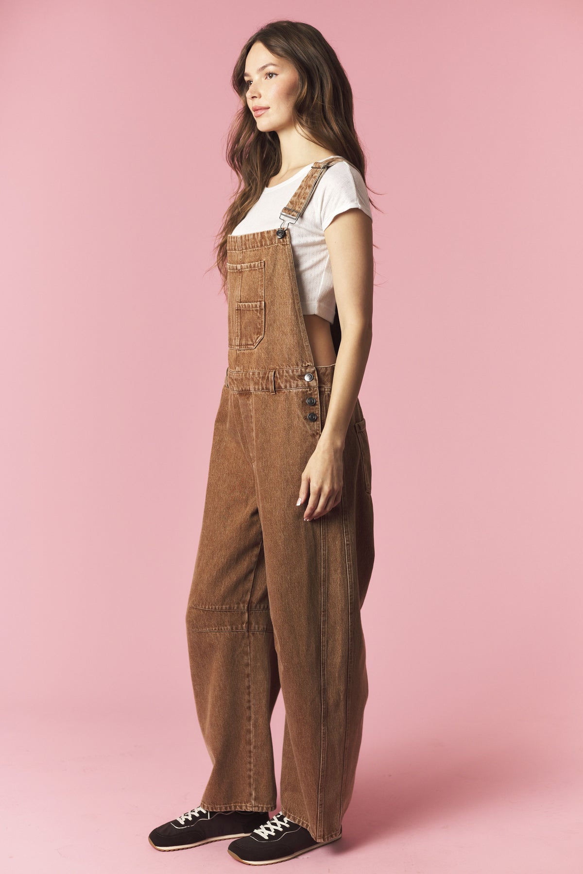 Effortless Barrel Overall - Chestnut