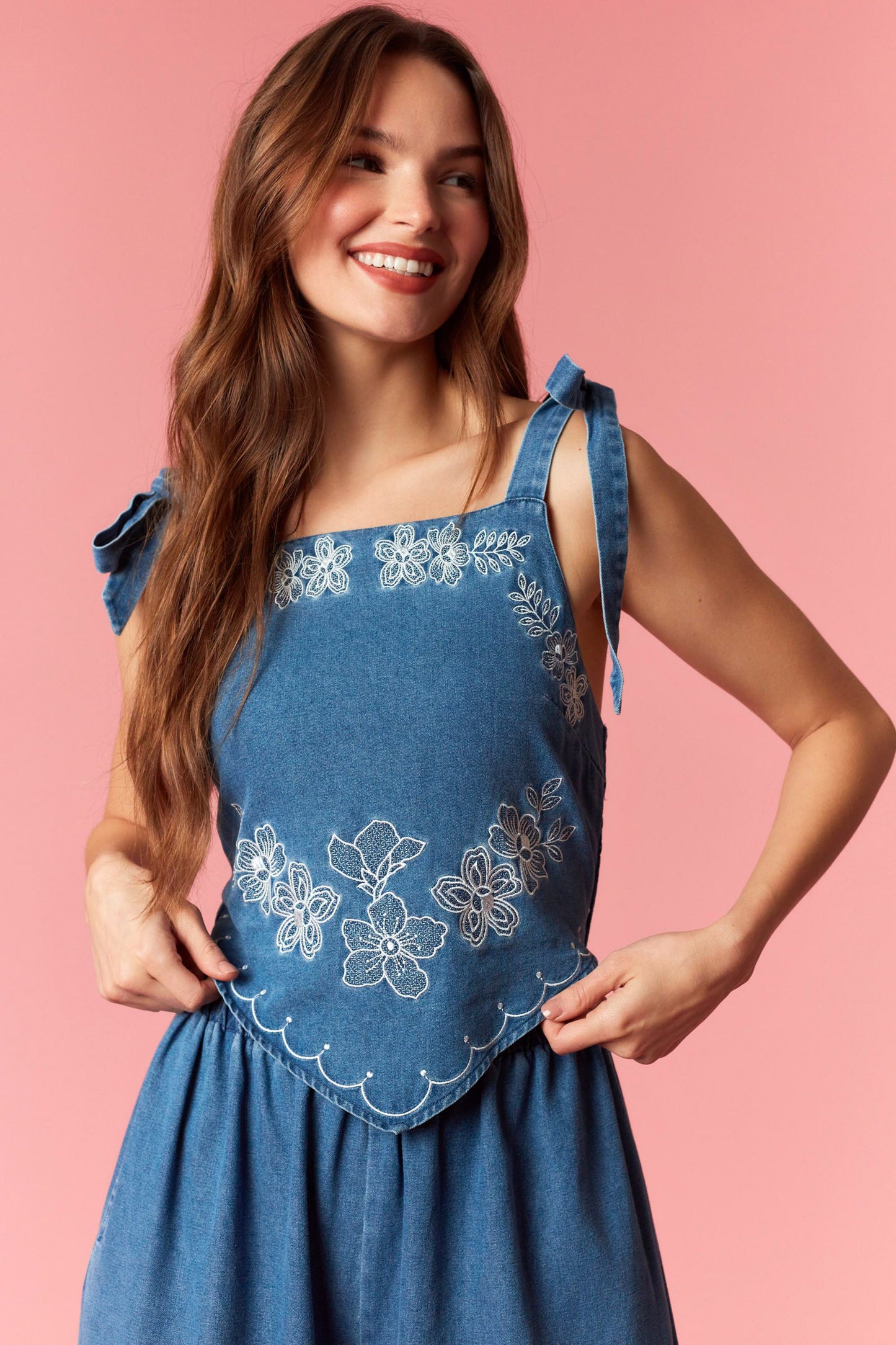 Denim Embroidered Jumpsuit