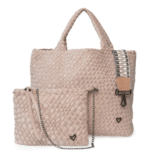 London Large Woven Tote- Blush Pink
