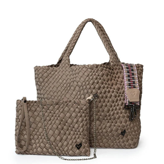 London Large Woven Tote- Buff