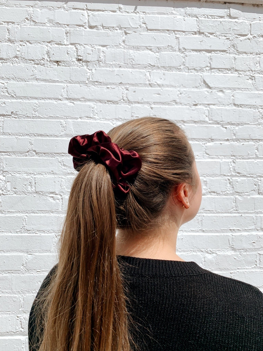 Maroon Solid Silk Scrunchie
