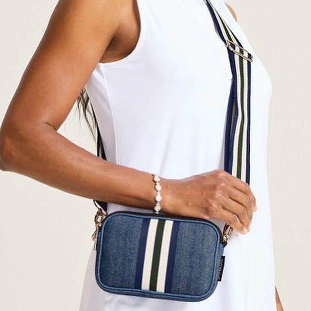 Denim Dual Zipper Belt/Crossbody Bag
