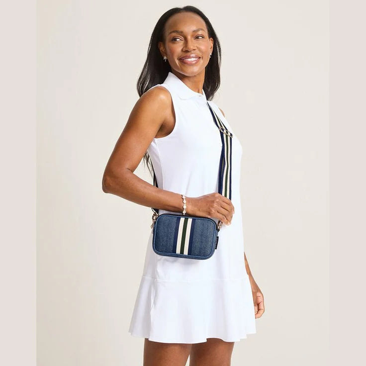 Denim Dual Zipper Belt/Crossbody Bag