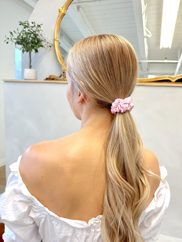 PINK GINGHAM - Silk Skinny Scrunchie