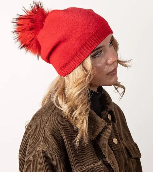Evelyn Fur Pom Pom Beanie