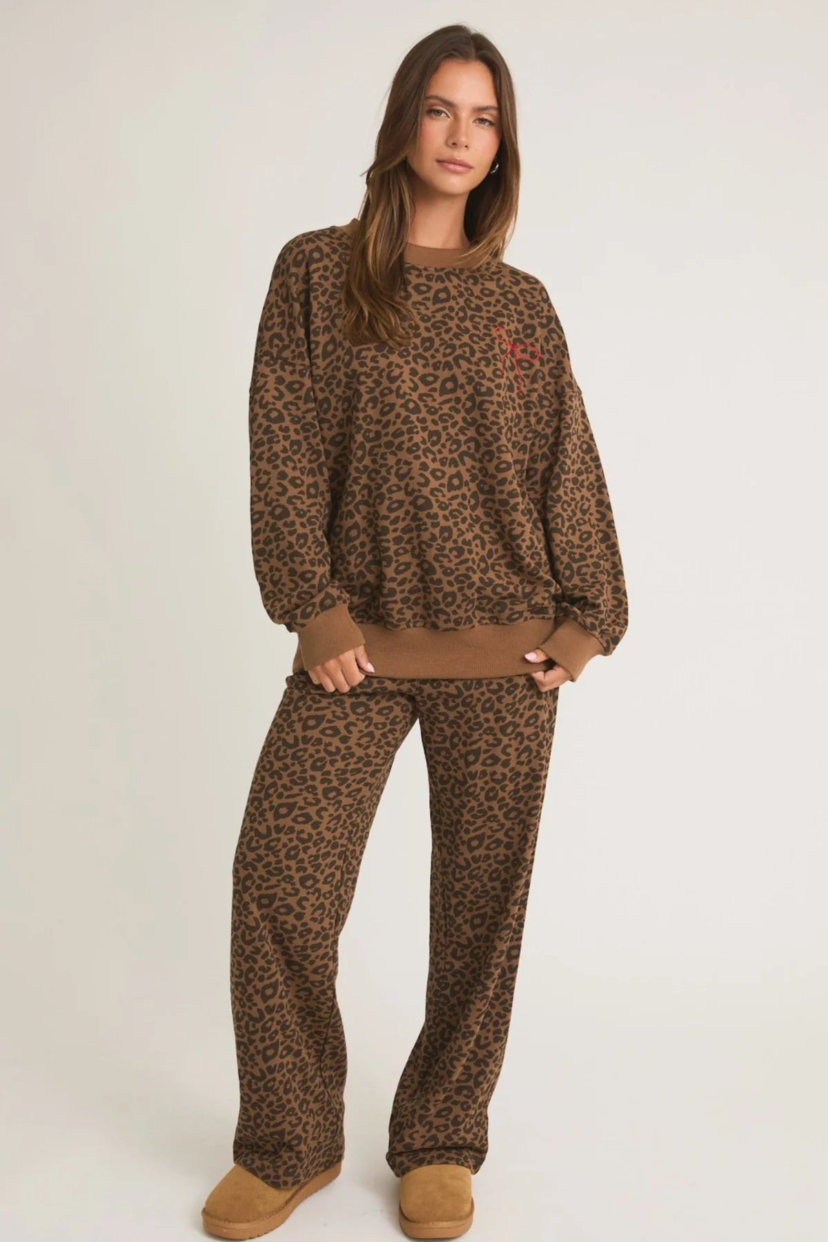 Leopard Bow Sweat Set