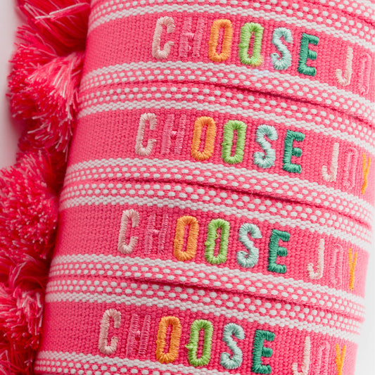 Colorful Embroidered Bracelets | Hot Pink | Choose Joy