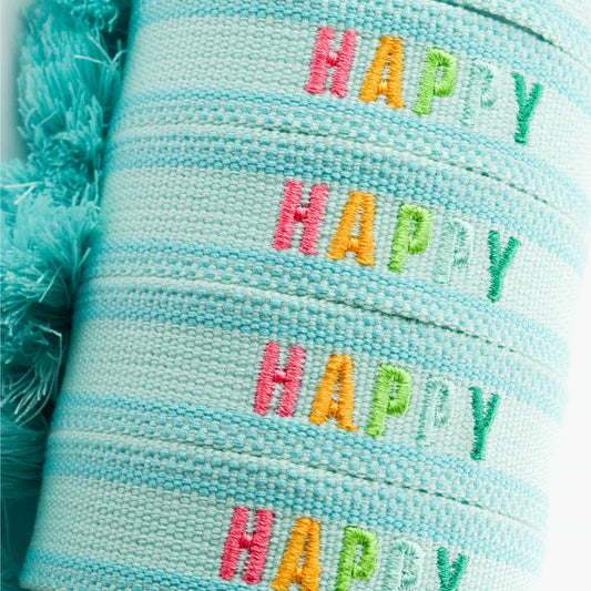 Colorful Embroidered Bracelets: Mint | Happy
